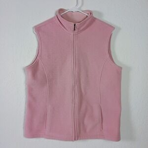 L.L. Bean Women's XL Pink Full Zip‎ Polartec Fleece Vest With Pockets